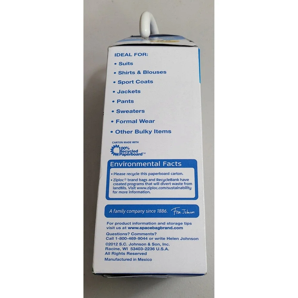 Ziploc Space Bag Hanging Vacuum Seal Suit Size 27.75x41 holds 10 Garments NEW